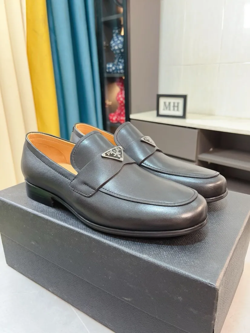 Men's shoes 💰540🌹🌹【PRADA Leather Shoes】Top purchasing agency Original imported Italian custom-made open-edge beaded cowhide leather surface, fully imported water-dyed breathable cowhide lining, original factory special molded sole super comfortable, size: 38-44